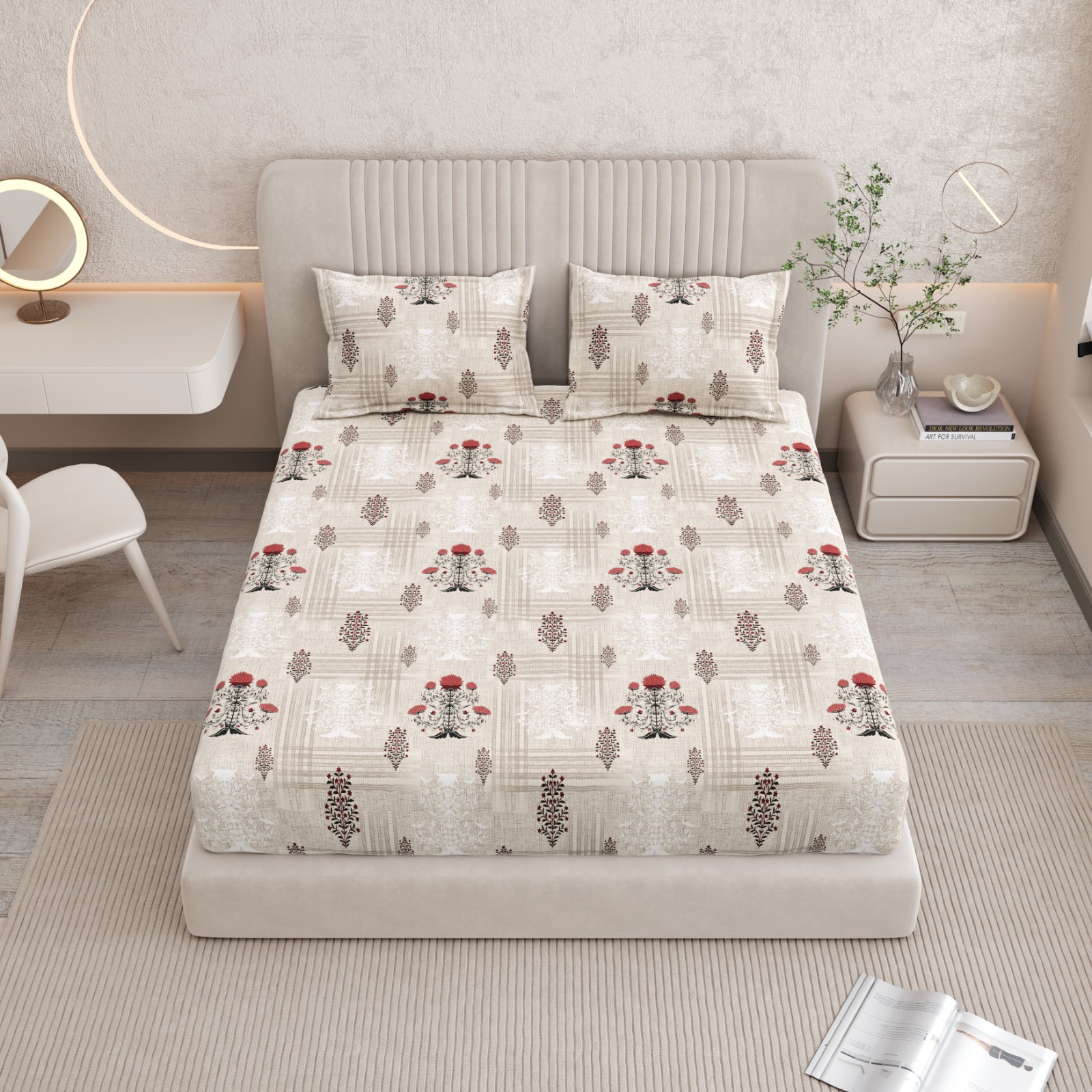 Premium Printed Cotton Double Bedsheet with 2 Pillow Covers